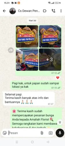 Testimonial Papan Bunga Pernikahan sukarame